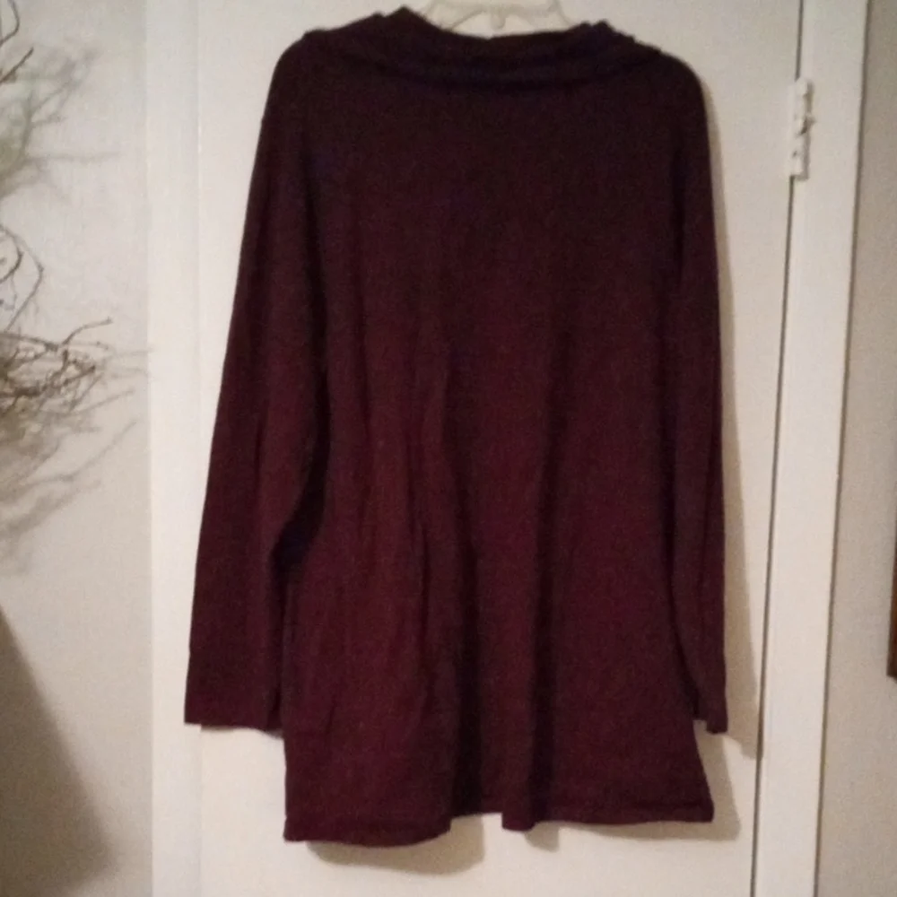J. Jill Women's Deep Burgundy W/White Dots Cowl Neck Sweater SizeXL - Picture 3 of 6